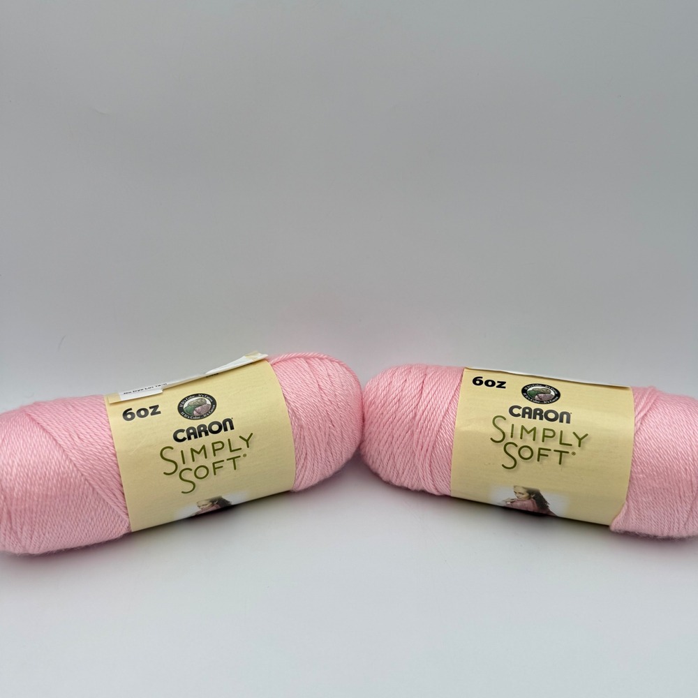 Caron Simply Soft Yarn Soft Pink 9719 Medium 4 Acrylic 6oz 2 Skeins Lot H97003